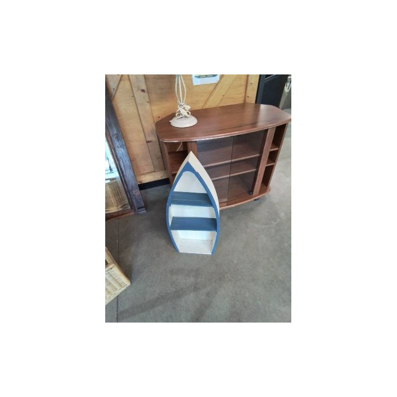 ETAGERE BARQUE BOIS BLANC ET BLEU 