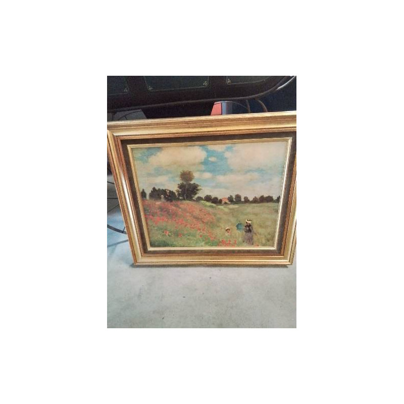 REPRODUCTION LES COQUELICOTS CLAUDE MONET CADRE MOULURÉ DORÉ 