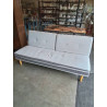 CANAPÉ CONVERTIBLE TISSU TAUPE PIEDS BOIS CLAIR 