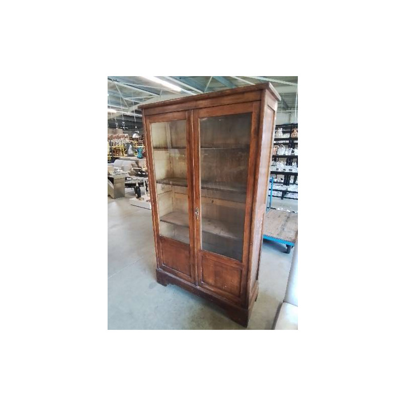 BIBLIOTHÈQUE BOIS 2 PORTES VITRÉES FIN XIXE