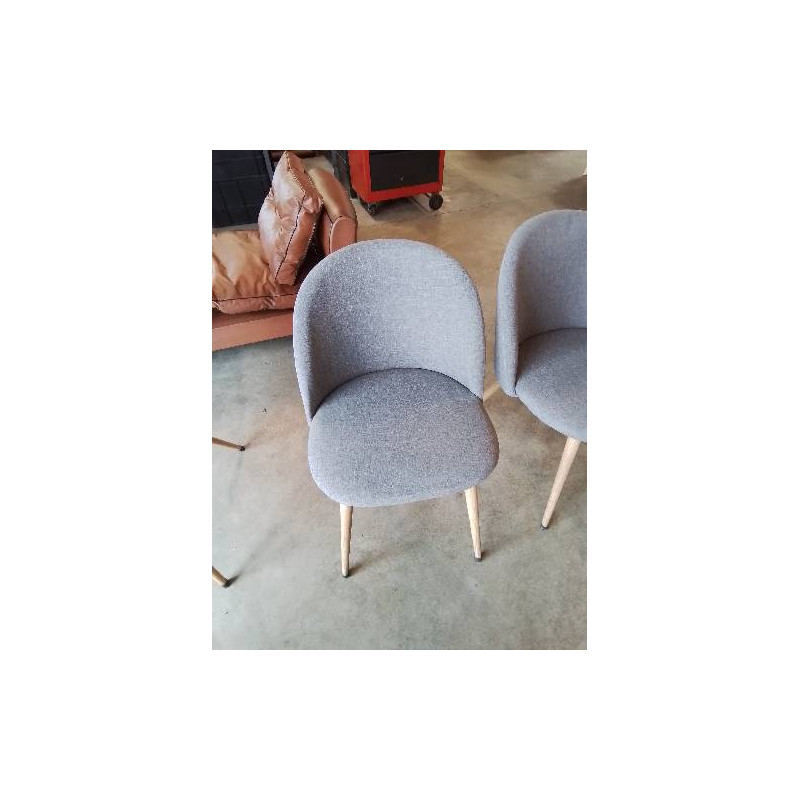 4 CHAISES PIÈTEMENT MÉTAL EFFET BOIS CLAIR ASSISE TISSU TAUPE
