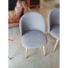 4 CHAISES PIÈTEMENT MÉTAL EFFET BOIS CLAIR ASSISE TISSU TAUPE