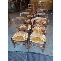 6 CHAISES BOIS PAILLÉ...