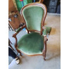 FAUTEUIL NAPOLÉON III ACAJOU VELOURS VERT