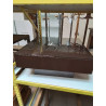 TABLE BASSE CARRÉE BOIS CHOCOLAT PLATEAU VERRE