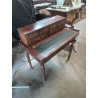 BUREAU  A GRADIN A SYSTÈME ACAJOU DESSUS CUIR VERT 5 TIROIRS LOUIS PHILIPPE EN L\'ÉTAT 