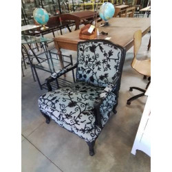 FAUTEUIL BOIS PEINT NOIR...
