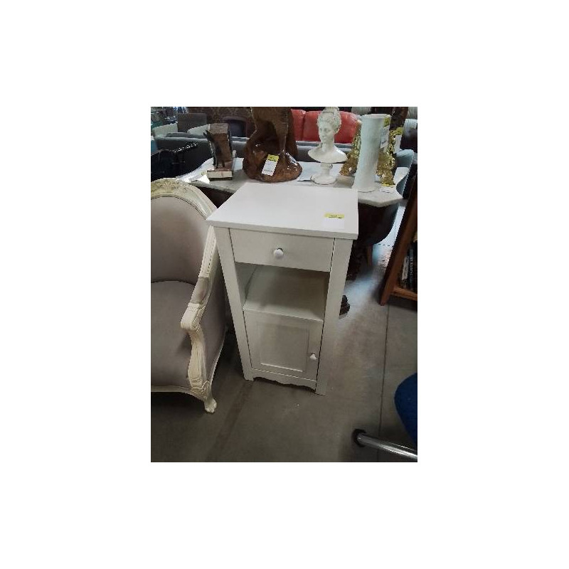 MEUBLE BOIS BLANC 1 TIROIR 1 NICHE 1 PORTE 