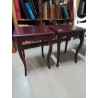CONSOLE CARRÉE BOIS BORDEAUX PIEDS GALBES STYLE RÉGENCE