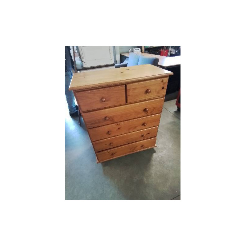 COMMODE HAUTE PIN 6 TIROIRS 