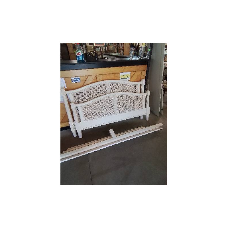 LIT BOIS ECRU CINTRÉ CANNÉ STYLE LOUIS XVI 140X190CM