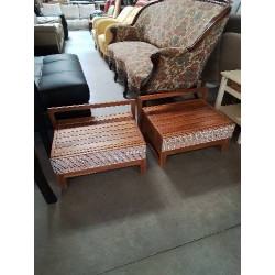ENSEMBLE EN TECK LIT 180X200CM + 2 CHEVETS 1 TIROIR + 1 COMMODE 3 TIROIRS 