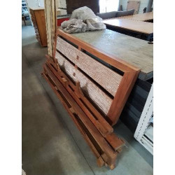 ENSEMBLE EN TECK LIT 180X200CM + 2 CHEVETS 1 TIROIR + 1 COMMODE 3 TIROIRS 