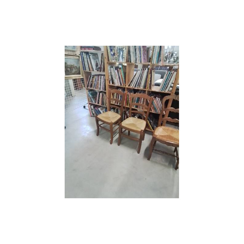 PAIRE DE CHAISES BOIS PAILLÉ DOSSIER 3 BARREAUX 