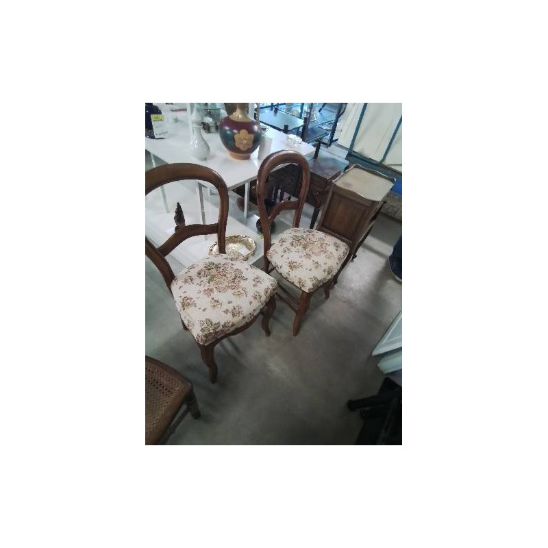  CHAISE NAPOLÉON III ASSISE TISSU FLEURI 