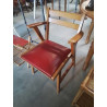 BRIDGE BOIS CLAIR ASSISE CAPITONNÉ SKAÏ ROUGE ANNÉES 50