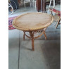 TABLE BASSE RONDE ROTIN ET VANNERIE ANNÉES 60