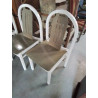 6 CHAISES BAUMANN ARGOS BOIS PEINT BLANC ASSISE ET DOSSIER VERT ANNÉES 80