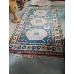 TAPIS LAINE FAIT MAIN BLEU...