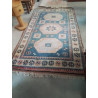 TAPIS LAINE FAIT MAIN BLEU ECRU ROSE 270X160CM