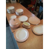 SERVICE CERAMIQUE ROSE ÉCRU LISERÉ DORÉ SANTOS VILLEROY&BOCH LUCIEN ENGEL 38 PIÈCES MILIEU XXE