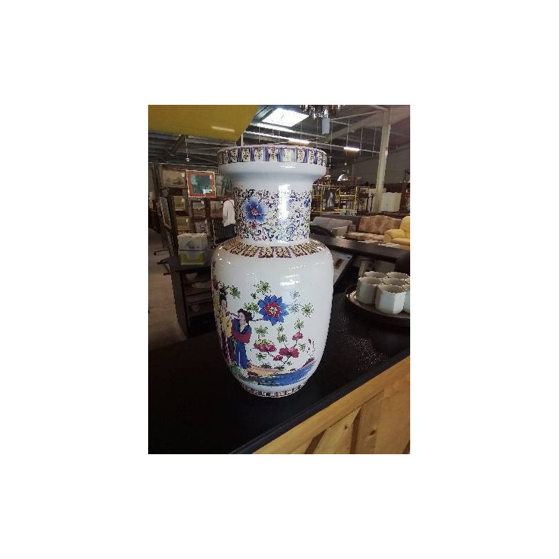 VASE CÉRAMIQUE DÉCOR ASIATIQUE 36,5CM