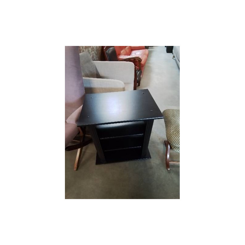 MEUBLE TV BOIS NOIR WENGÉ A ROULETTES 3 NICHES 