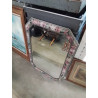 MIROIR OCTOGONAL BOIS PEINT AUX FLEURS 