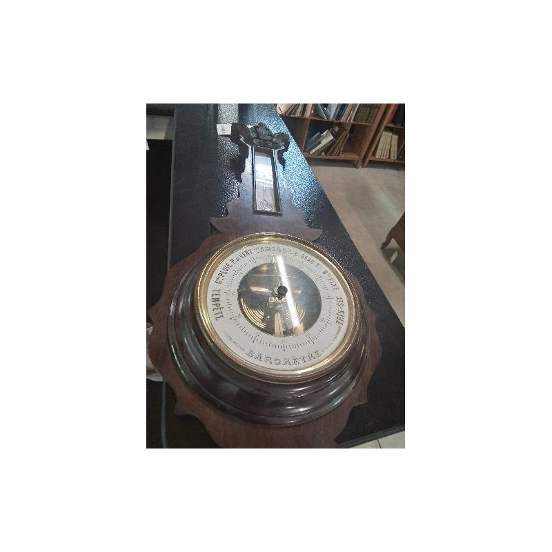BAROMETRE THERMOMETRE AU MERCURE BOIS MOULURE XIXE