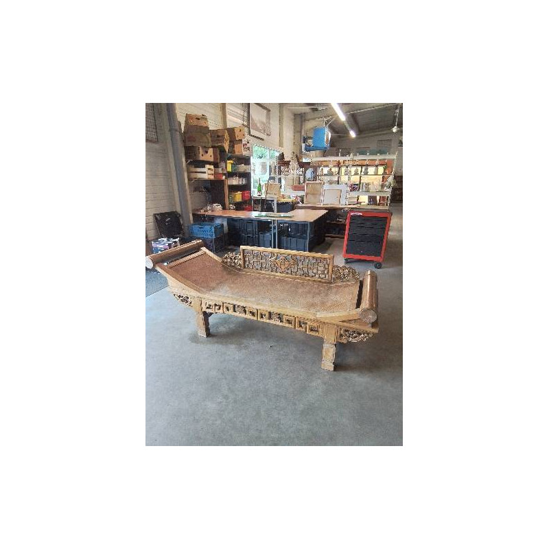 BANQUETTE BALINAISE BOIS EXOTIQUE SCULPTÉ 