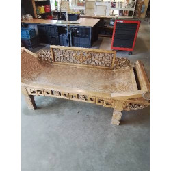 BANQUETTE BALINAISE BOIS EXOTIQUE SCULPTÉ 