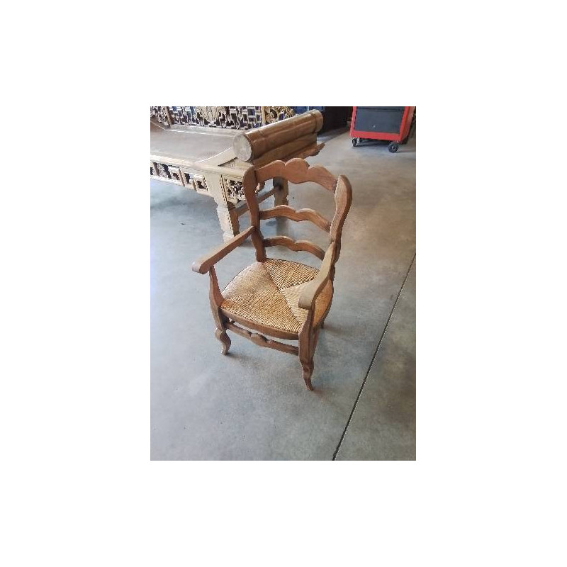 FAUTEUIL ENFANT BOIS PAILLÉ DOSSIER CHANTOURNÉ PIEDS GALBÉS STYLE RÉGENCE 
