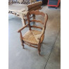 FAUTEUIL ENFANT BOIS PAILLÉ DOSSIER CHANTOURNÉ PIEDS GALBÉS STYLE RÉGENCE 