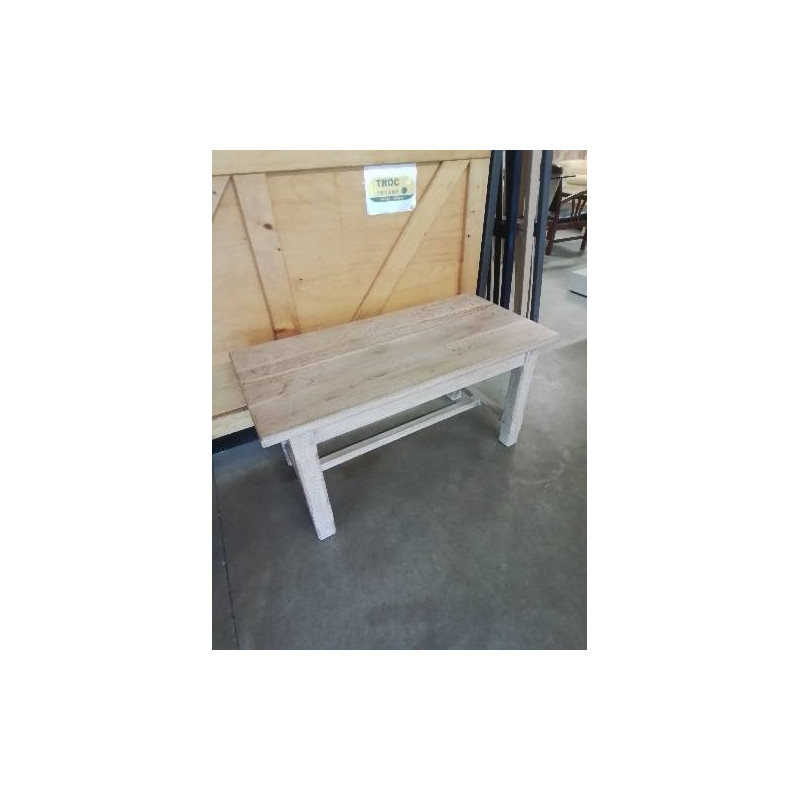 TABLE BASSE RECTANGULAIRE A ENTRETOISE CHÊNE CERUSÉ 