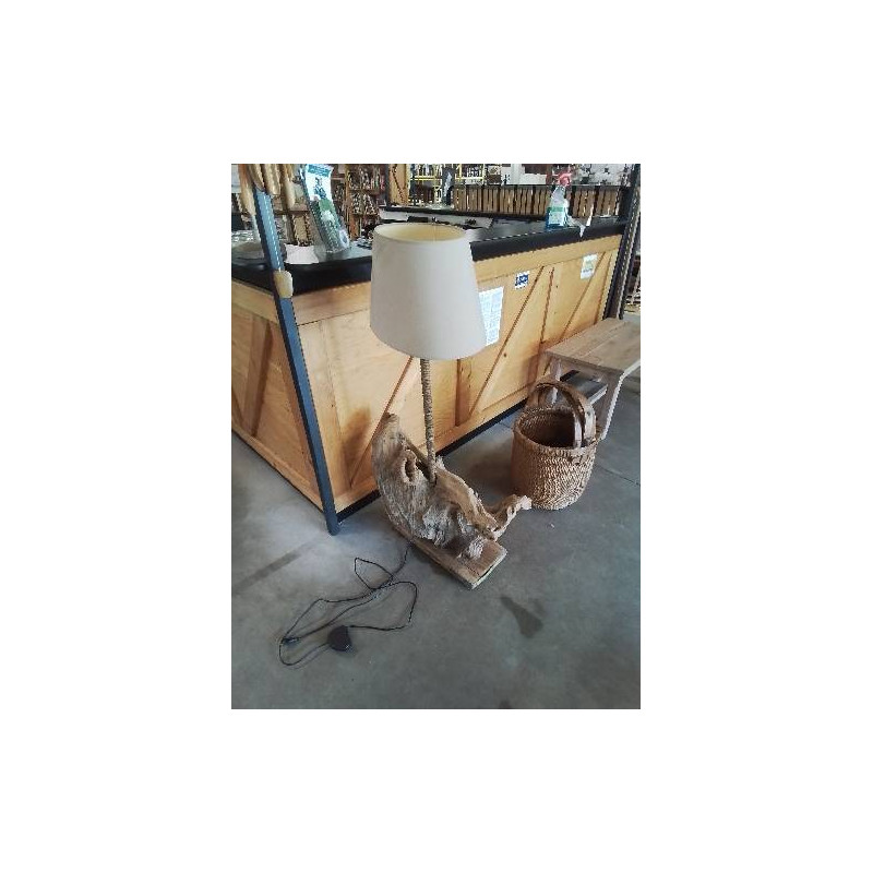 LAMPADAIRE BOIS FLOTTÉ ET CORDAGE SOCLE BOIS AJ TAUPE 