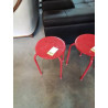 TABOURET ROND MÉTAL ROUGE ASSISE AJOURÉ ÉTOILE 