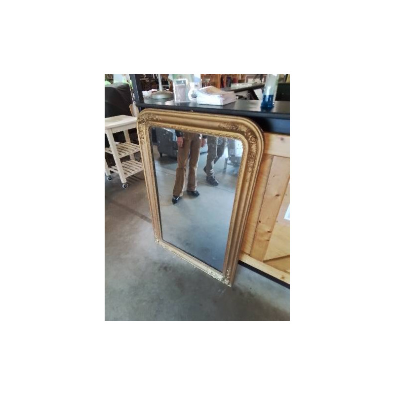 MIROIR CINTRÉ BOIS ET STUC DORÉ LOUIS PHILIPPE 