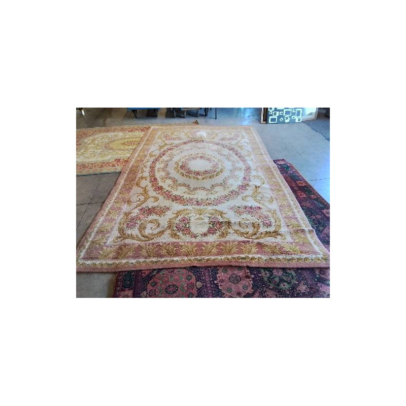 TAPIS LAINE VENETA SENLIS ROSE ET OCRE AUX ROSES 200X290