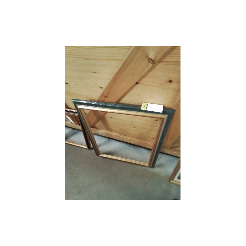 ENCADREMENT BOIS BLEU ET DORÉ 55,5X46CM