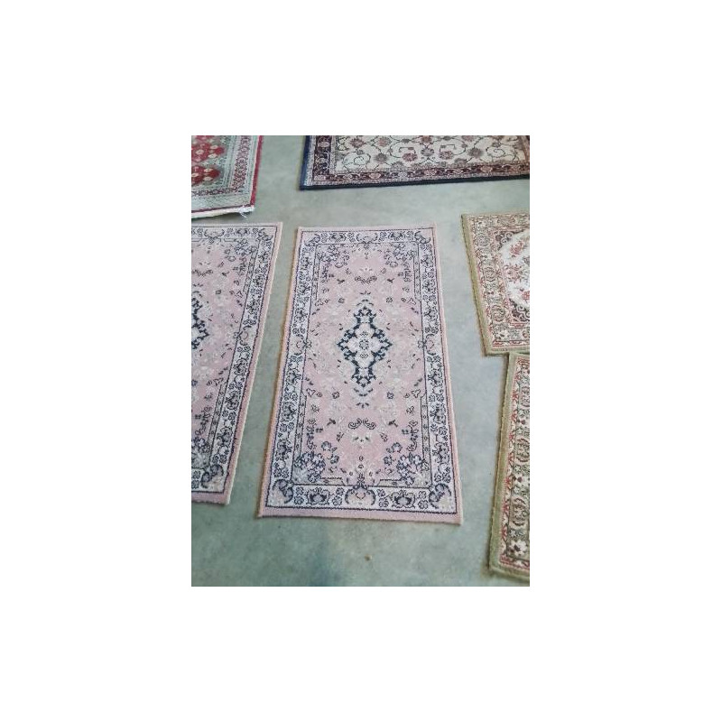  TAPIS LAINE VIEUX ROSE BLEU 113X60CM