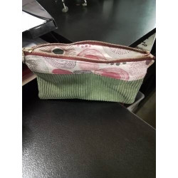 POCHETTE VELOURS KAKI ET...