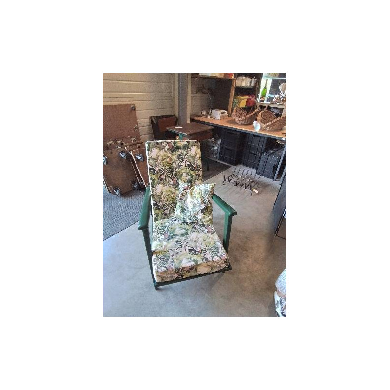 FAUTEUIL ANNEES BOIS VERT COUSSINS VERT AUX SINGES