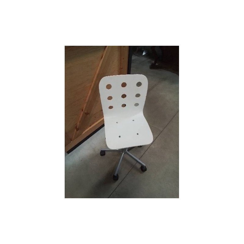 CHAISE DE BUREAU A ROULETTES ASSISE ET DOSSIER BOIS BLANC ASSISE MÉTAL GRIS