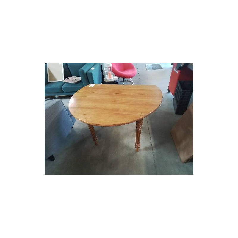 TABLE RONDE EXTENSIBLE A ABATTANTS PIEDS CANNELES 2 RALLONGES DE 50 CM