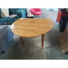 TABLE RONDE EXTENSIBLE A ABATTANTS PIEDS CANNELES 2 RALLONGES DE 50 CM