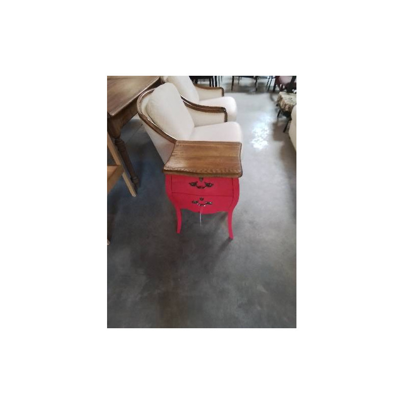 COMMODE BOIS FUSCHIA  2 TIROIRS STYLE LOUIS XV 