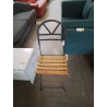 CHAISE PLIANTE METAL NOIR ASSISE BOIS AJOURÉ 