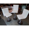 TABOURET DE BAR PIVOTANT ET REGLABLE PU BLANC PIÈTEMENT MÉTAL CHROMÉ 