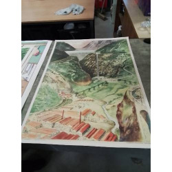 AFFICHE SCOLAIRE ROSSIGNOL LA MINE DE CHARBON ET L USINE HYDROELECTRIQUE