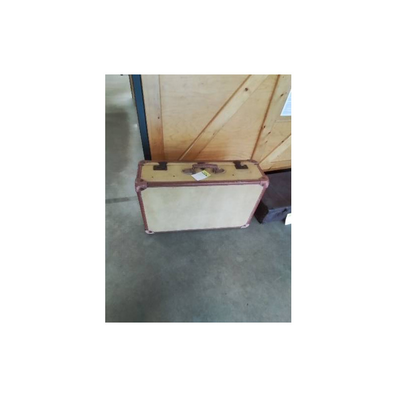 VALISE BOIS JAUNE  ET CUIR DEBUT XXE 